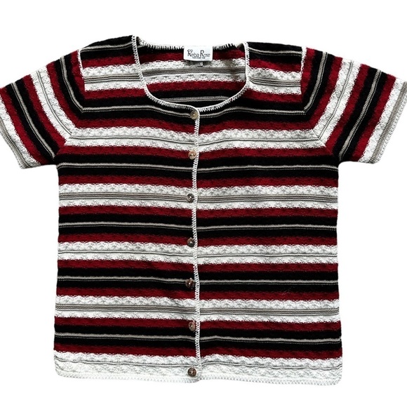 reba rose Tops - Reba Rose Button Sweater Size M Multicolor Striped Made USA In Vintage 90’s‍‍